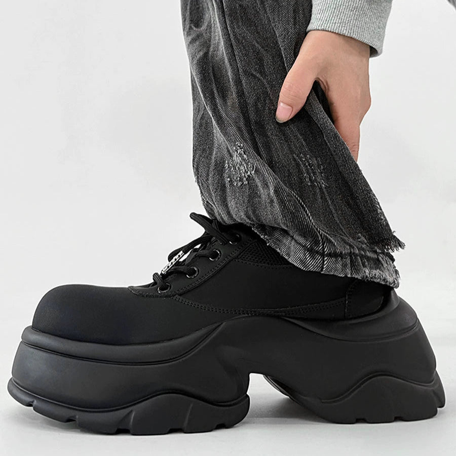 Chunky Sole Round Toe Leather Shoes WN19144