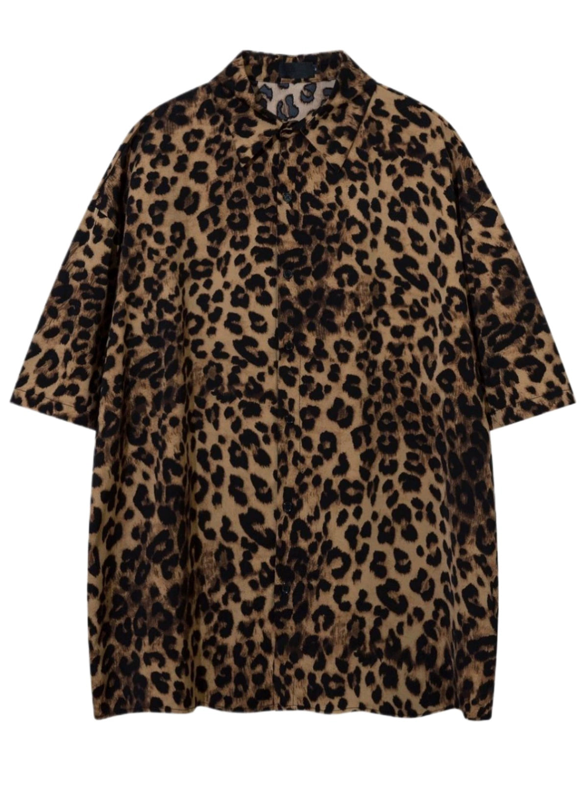 Leopard Print Oversize Short Sleeve Shirt WN5279