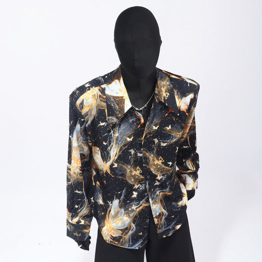 Rhinestone Butterfly Design Long Sleeve Shirt WN23762