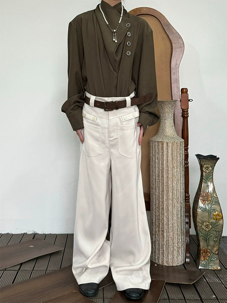 Minimalist Draping Straight Leg Trousers WN19979