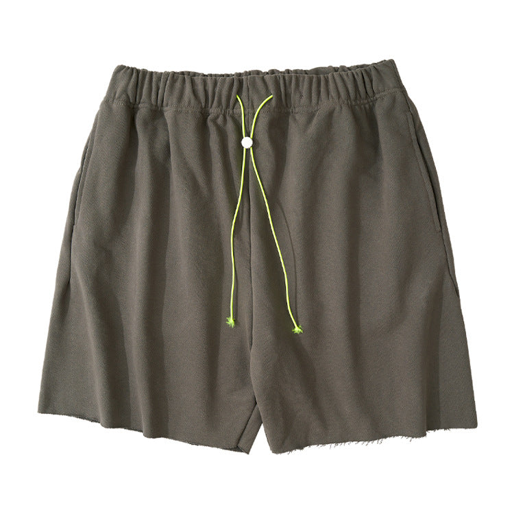 Frayed Hem Drawstring Cotton Short Pants WN12376