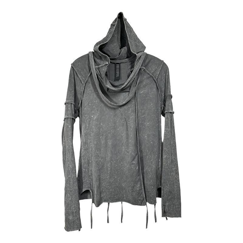 Pleats Slim Washed Long Sleeve Hoodie WN21991