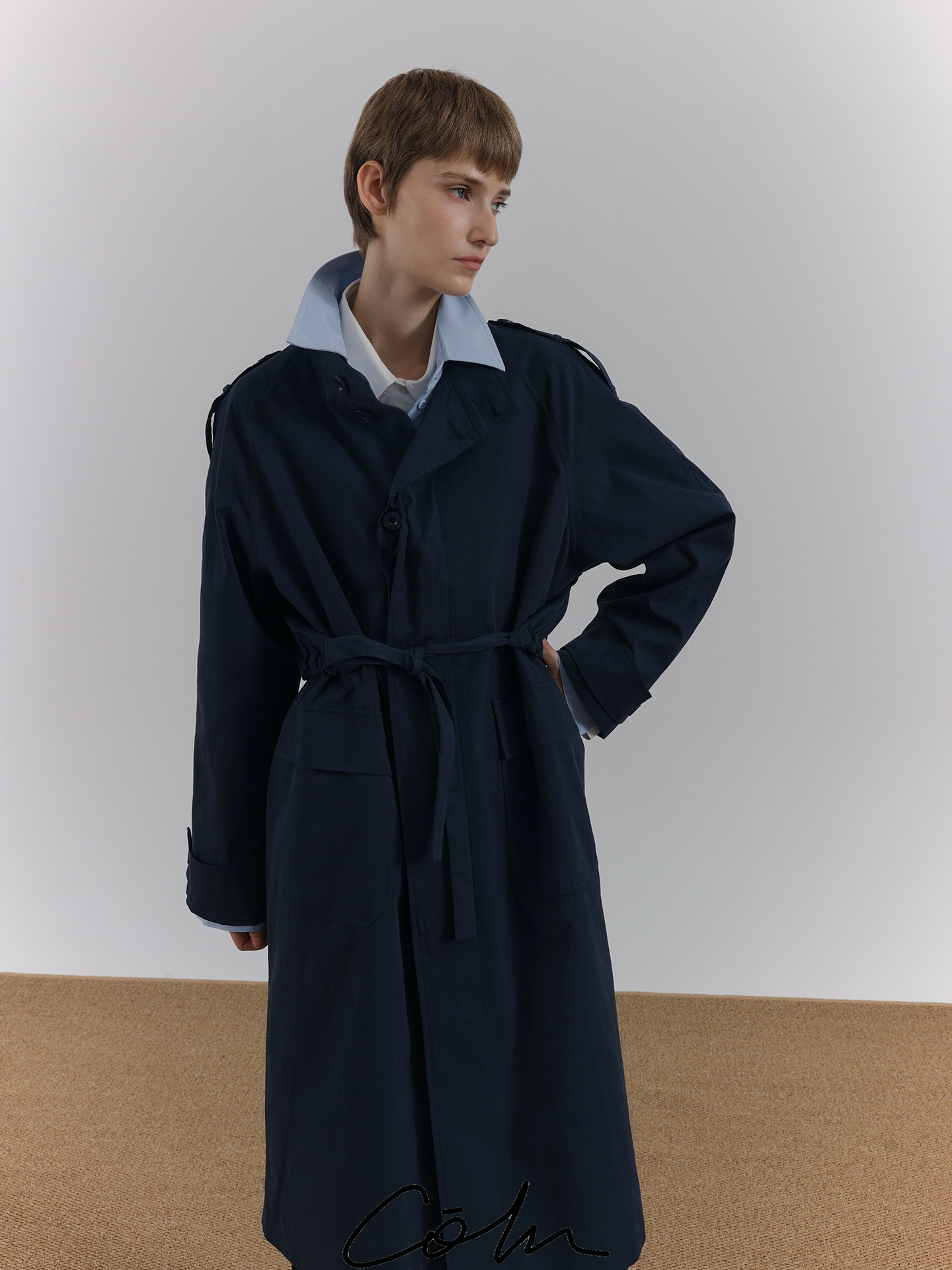 Fake Layered Back Flap Trench Coat WN21640