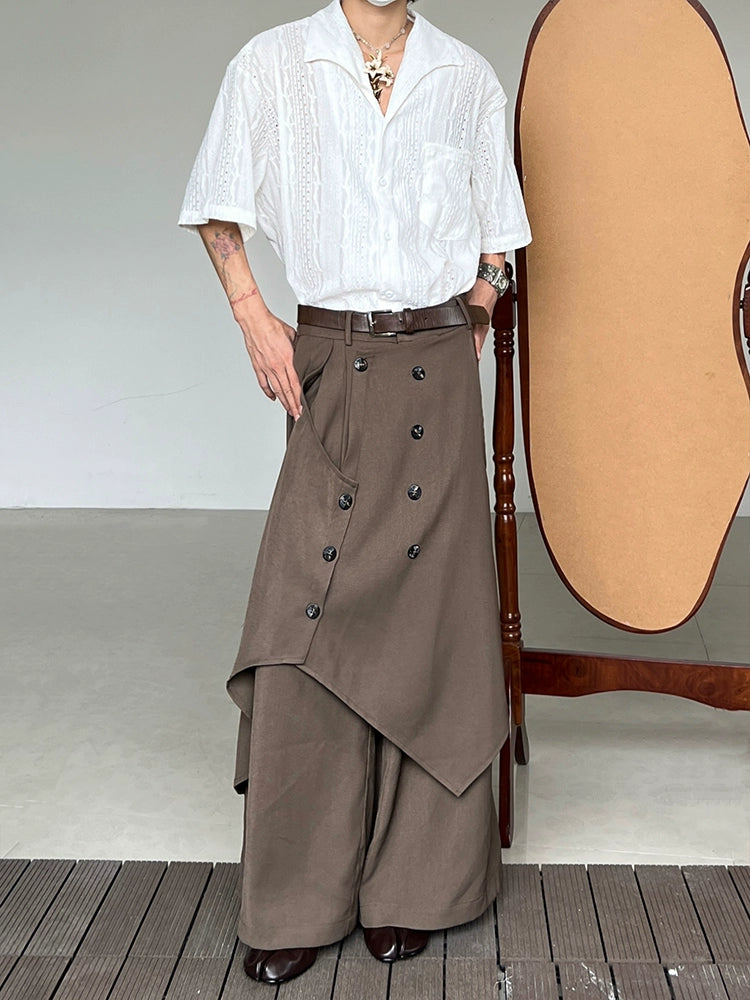 Asymmetrical Draping Wide Leg Trousers WN19950