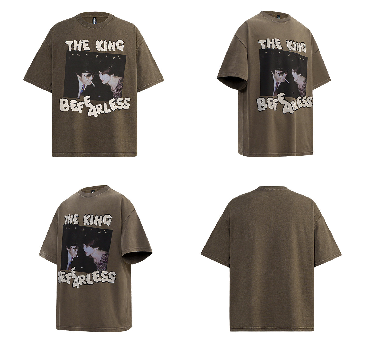 Washed Movie Parody Print Oversize Short Sleeve T-Shirt WN26399