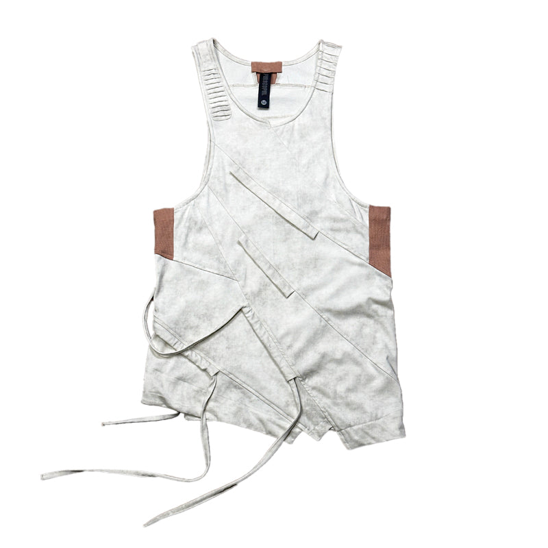 Wax-Dyed Washed Fringe Sleeveless T-Shirt WN13840