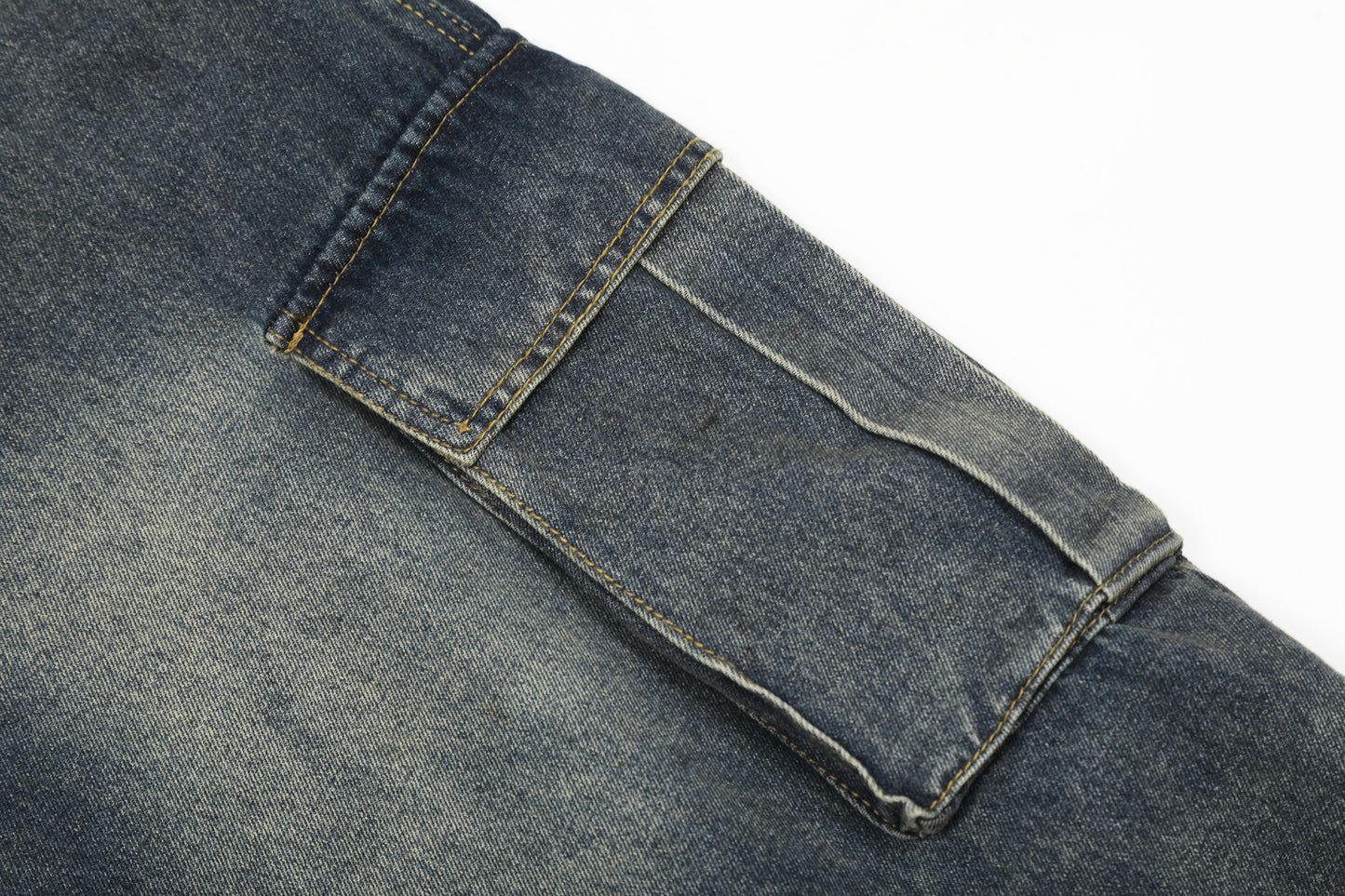 Washed Damage Cargo Pocket Denim Half Pants WN25699
