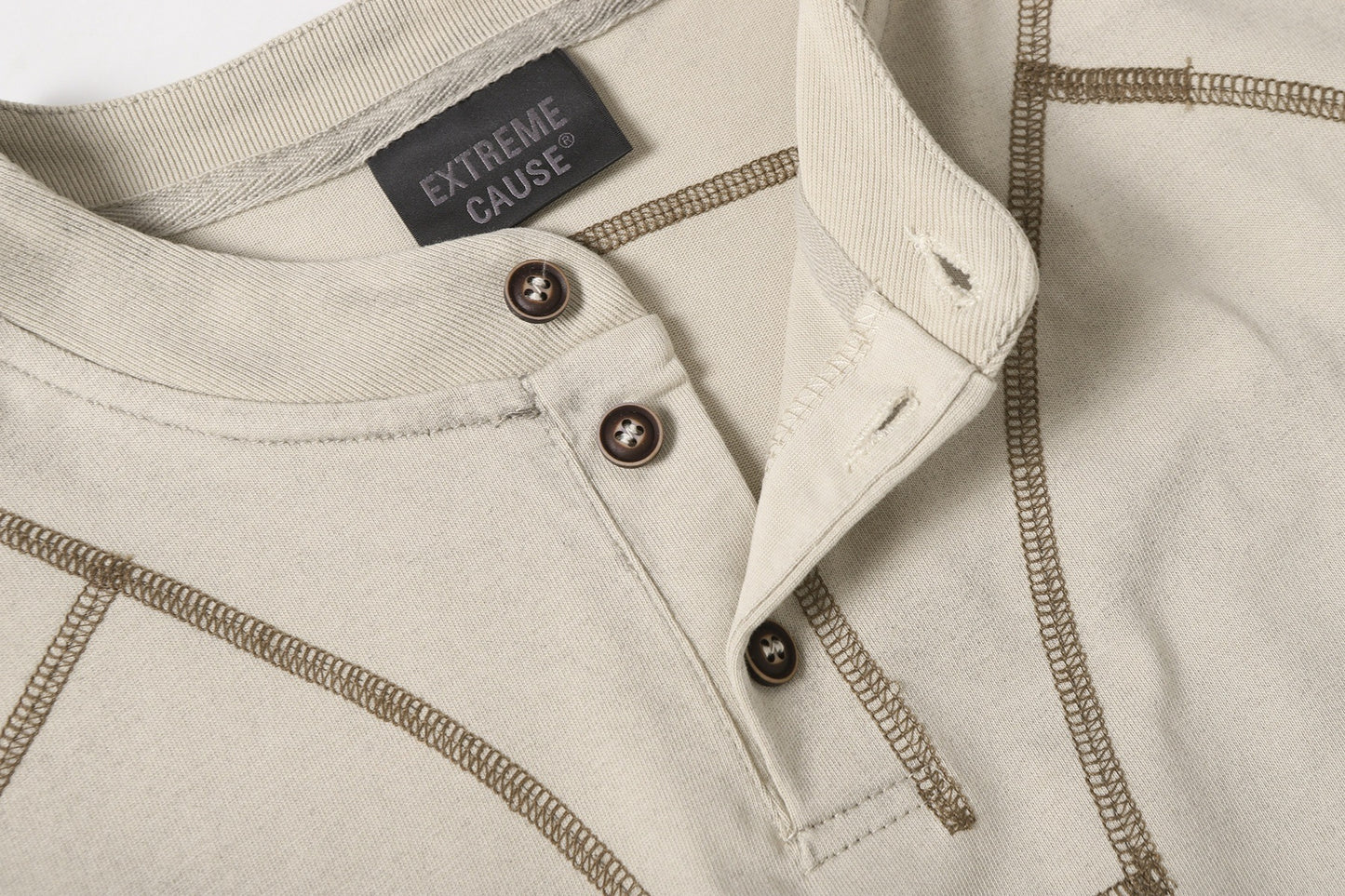Semi-Open Collar Washed Short Sleeve T-Shirt WN25641