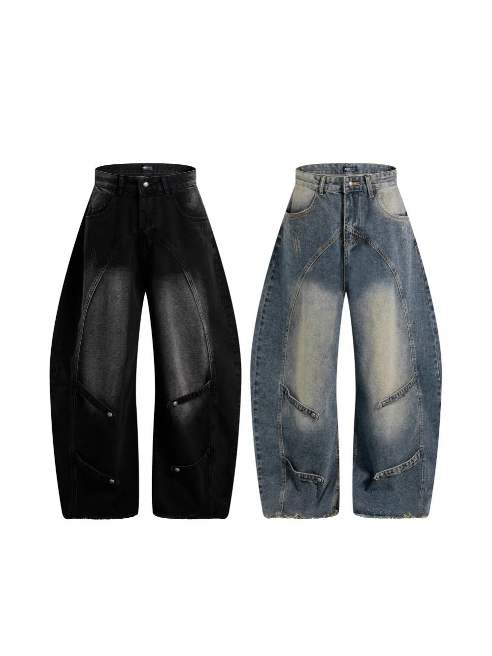 Gradient Deconstruction Raw-Hem Wide Leg Denim Jeans WN27918