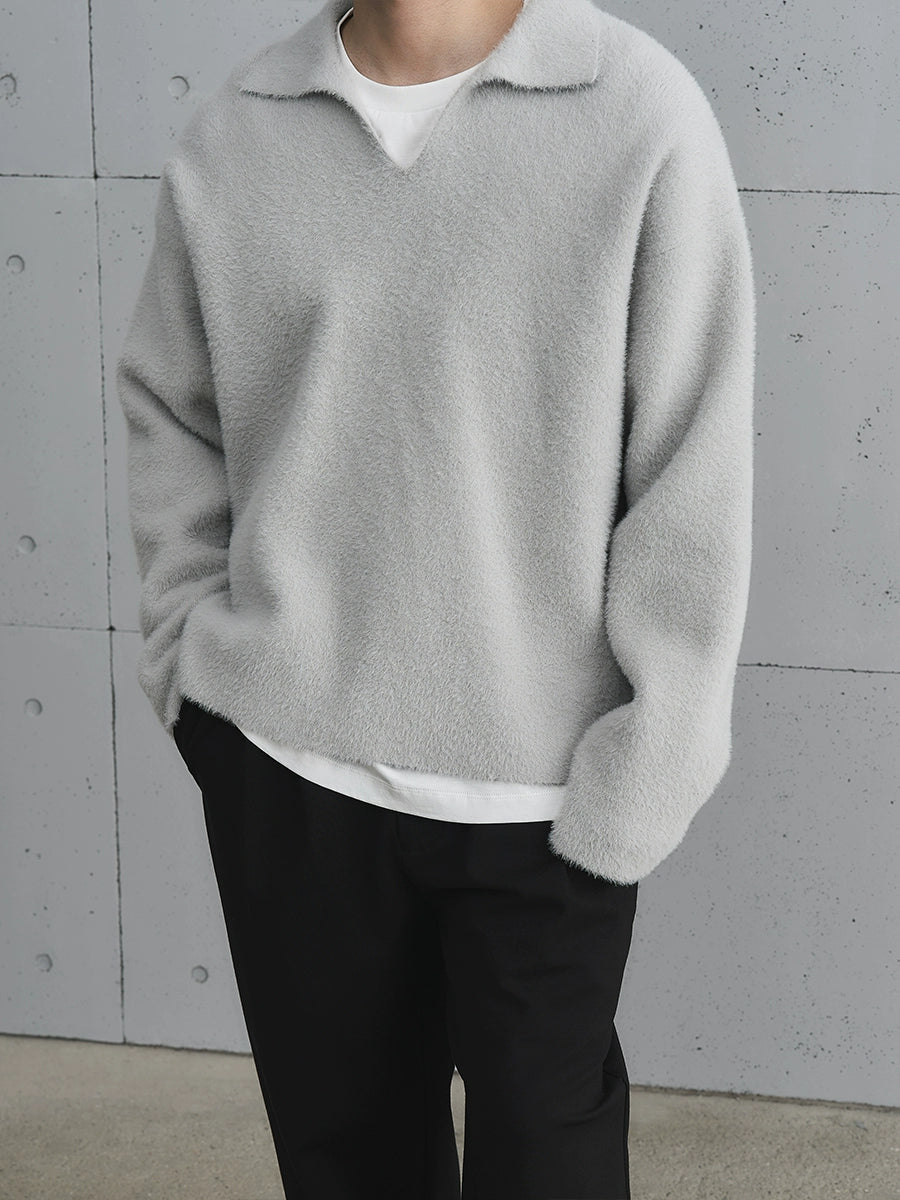 V-Neck Long Sleeve Knit Sweater WN17713