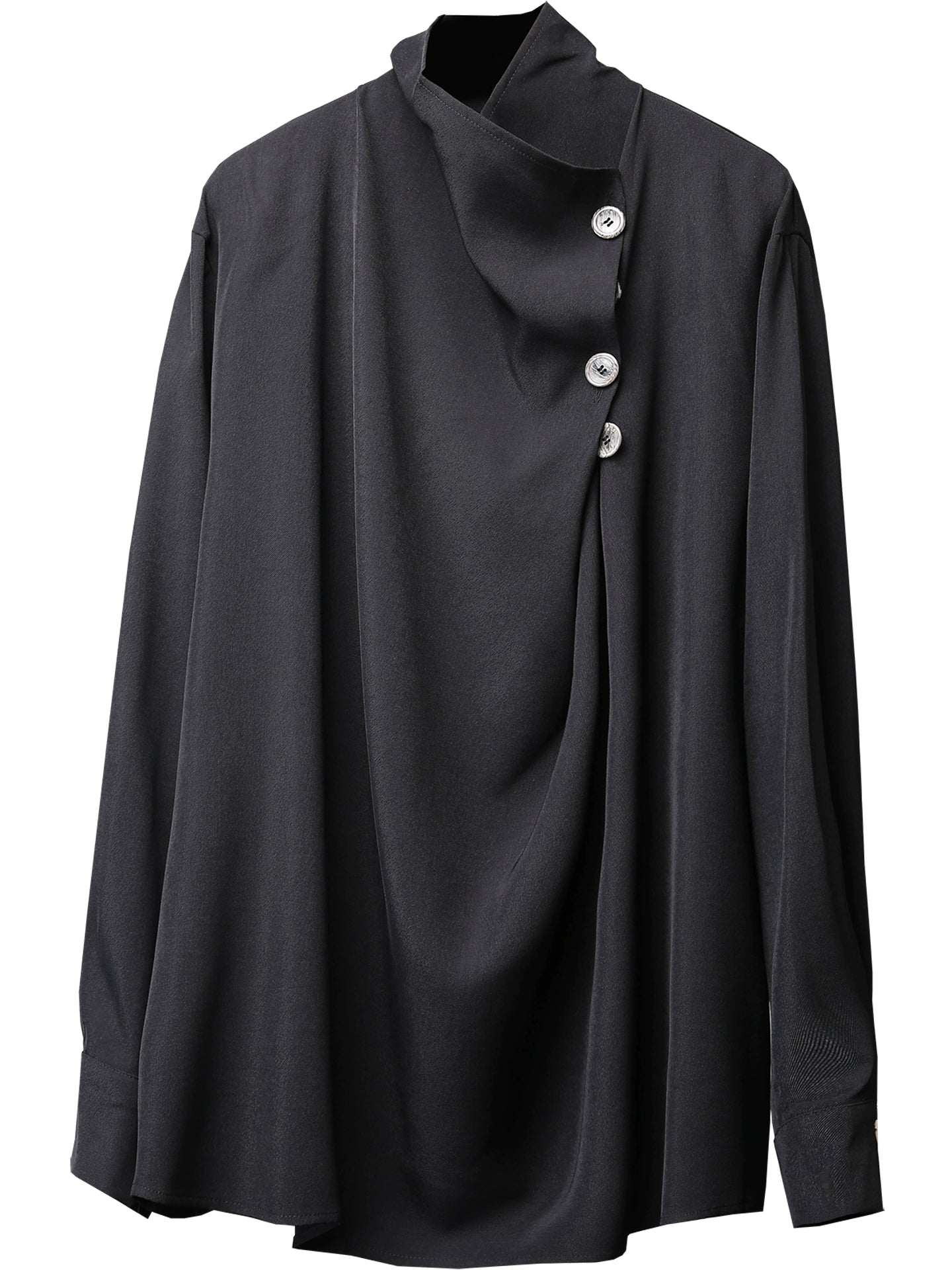 Draped High-Neck Long Sleeve T-shirt WN22456