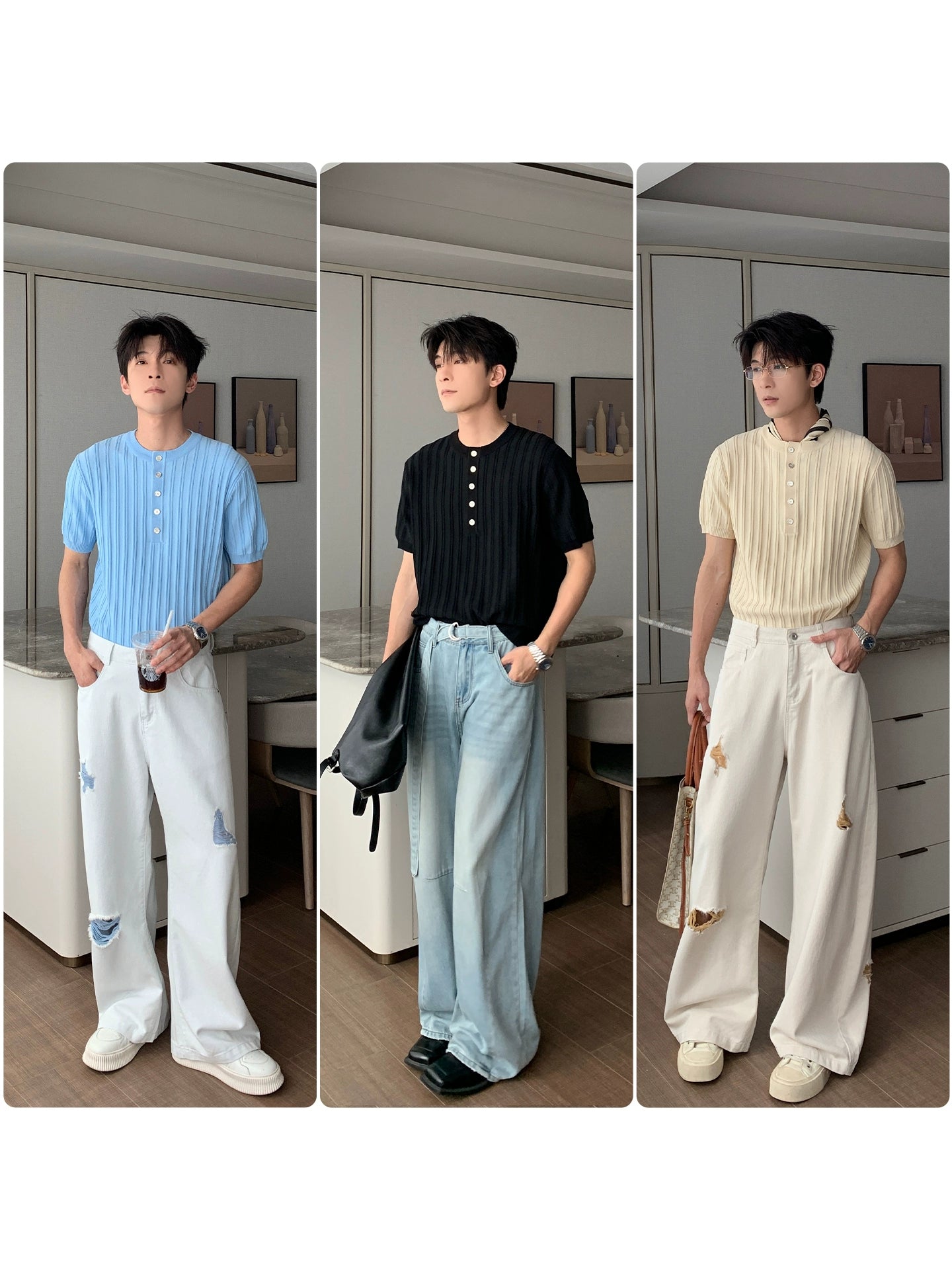 Henry Neck Oversize Short Sleeve T-Shirt WN20454