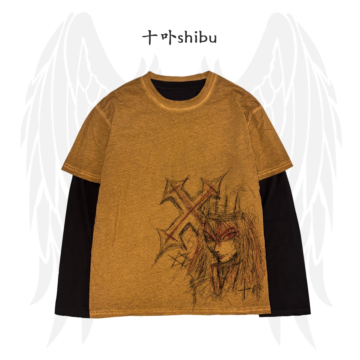 Fake Layered Graphic Design Long Sleeve T-Shirt WN16843