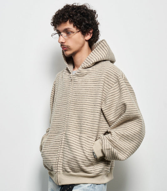 Striped Design Zipper Hoodie WN22926
