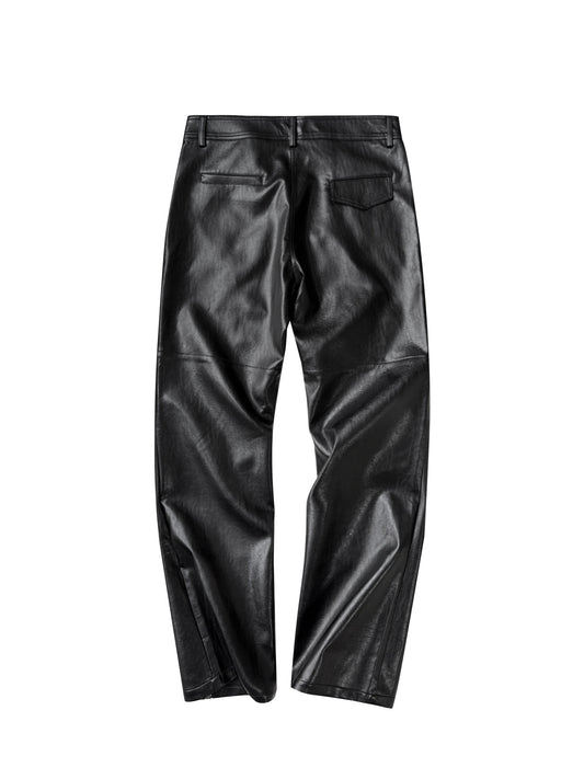 PU Leather Double-Ended Zipper Texture Flare Pants WN27062