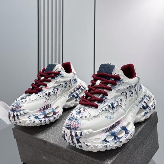 Paint Graffiti Print Chunky Sole Sneakers WN24607