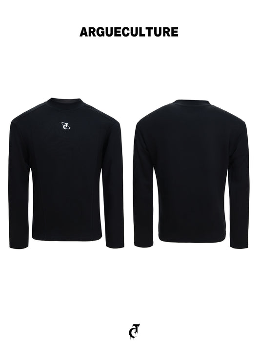 Semi-High-Neck Slim Long Sleeve T-Shirt WN23318