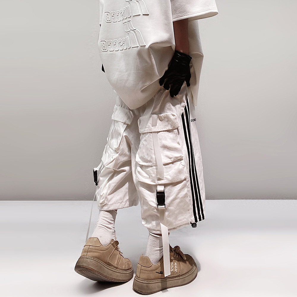 Pocket Design Wide-leg Cropped Cargo Pants WN23660-K