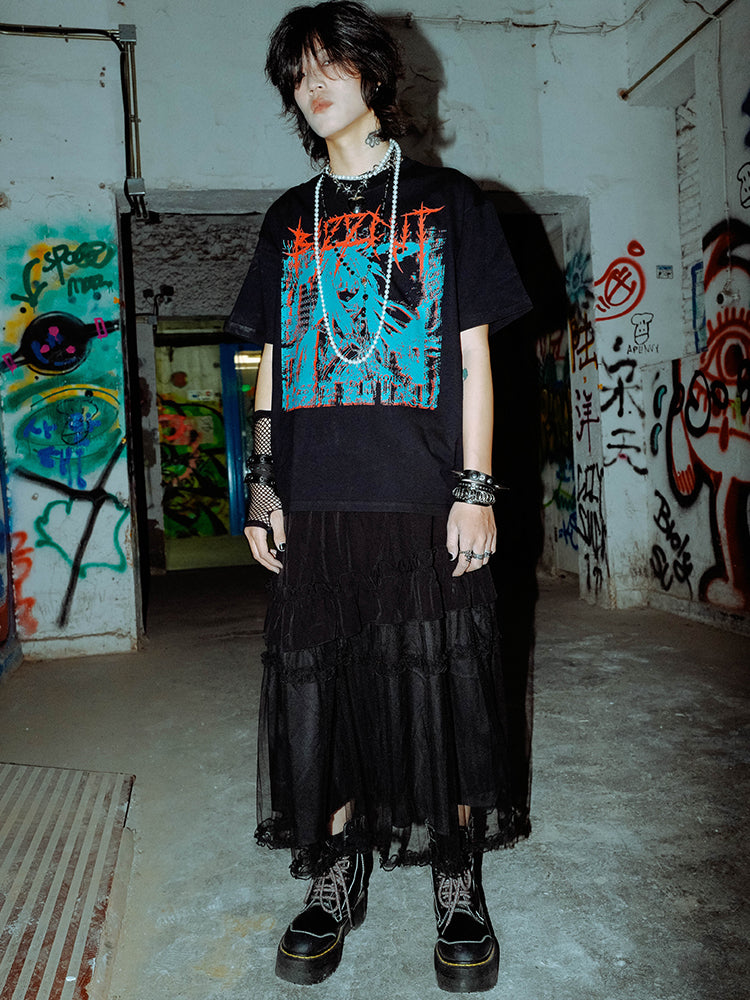 Graphic Print Oversize Short Sleeve T-Shirt WN16015