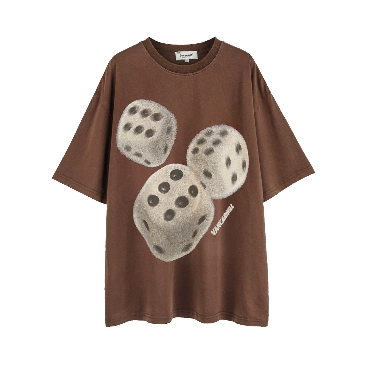 Dice Print Washed Oversize Short Sleeve T-Shirt WN24461