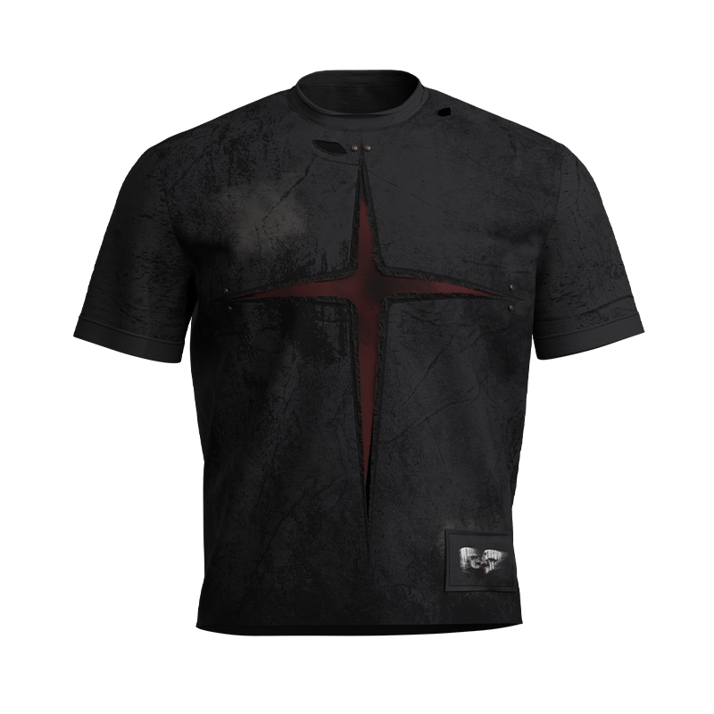 Cross Cutout Gothic Short Sleeve T-Shirt WN27125
