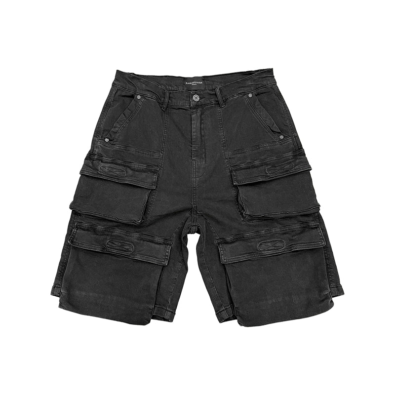 Waxed Washed Three-Dimensional Pocket Cargo Short Pants WN17697