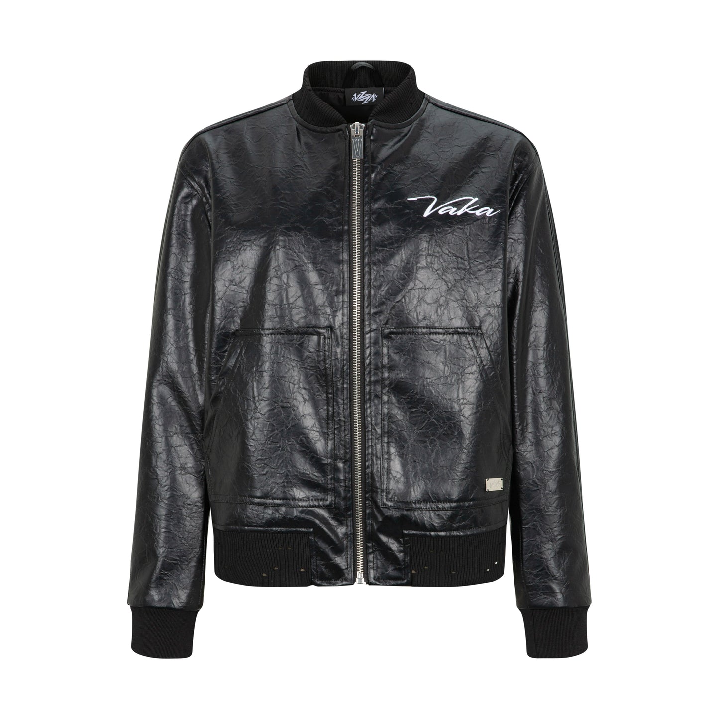 Wrinkle Texture Embroidery PU Leather Jacket WN20977