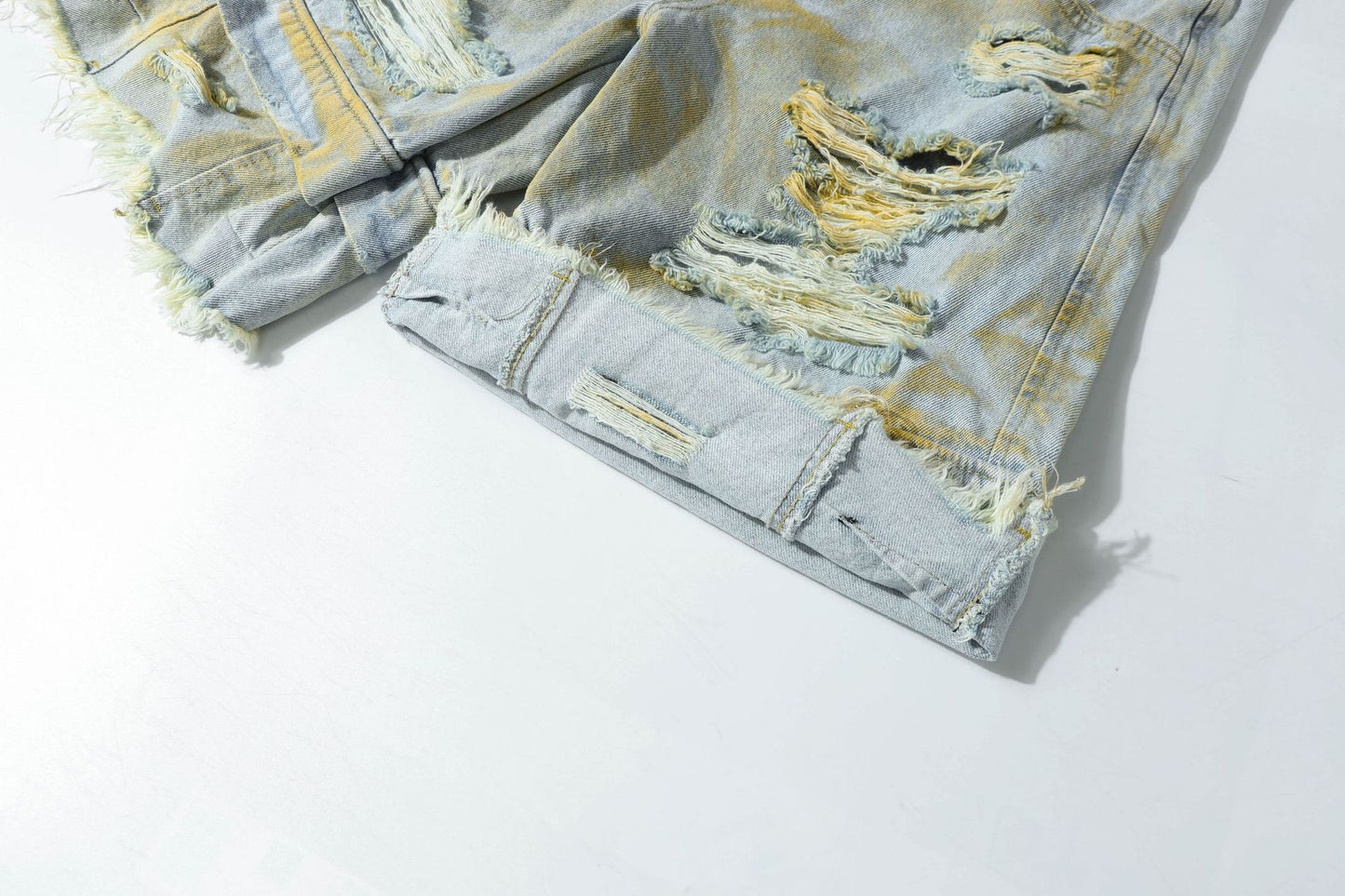 Washed Damage Denim Half Pants WN25711