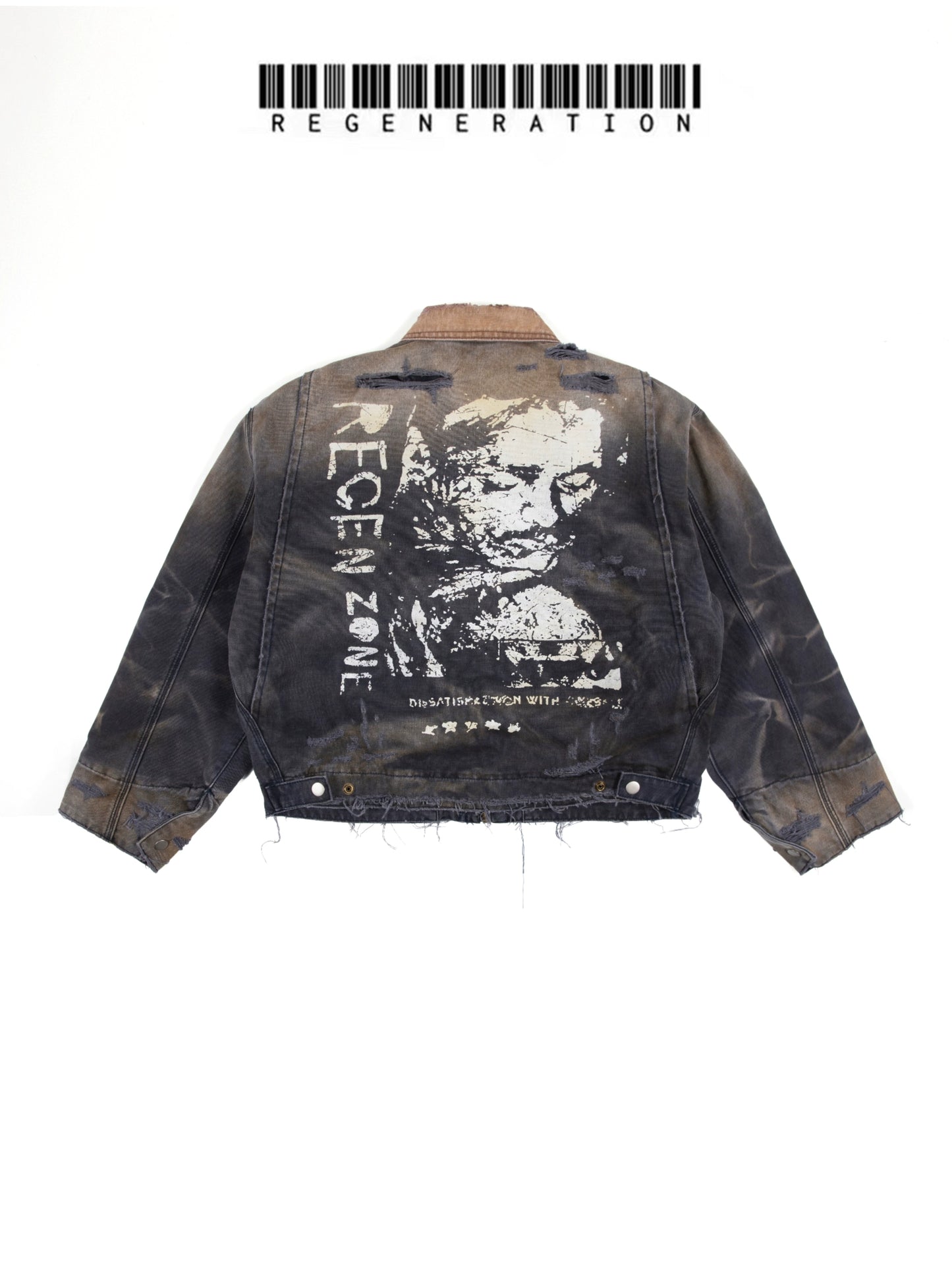 Graphic Art Print Damege Denim Jacket WN19685