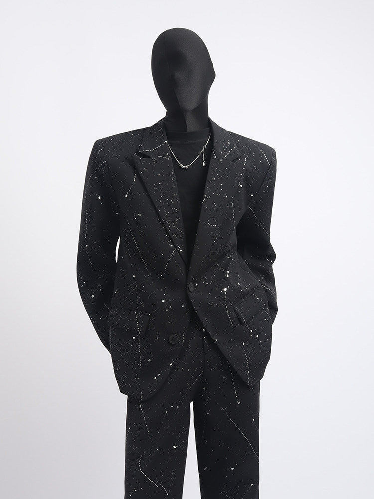 Studs Decor Tailored Jacket & Studs Decor Flare Trousers Setup WN23672