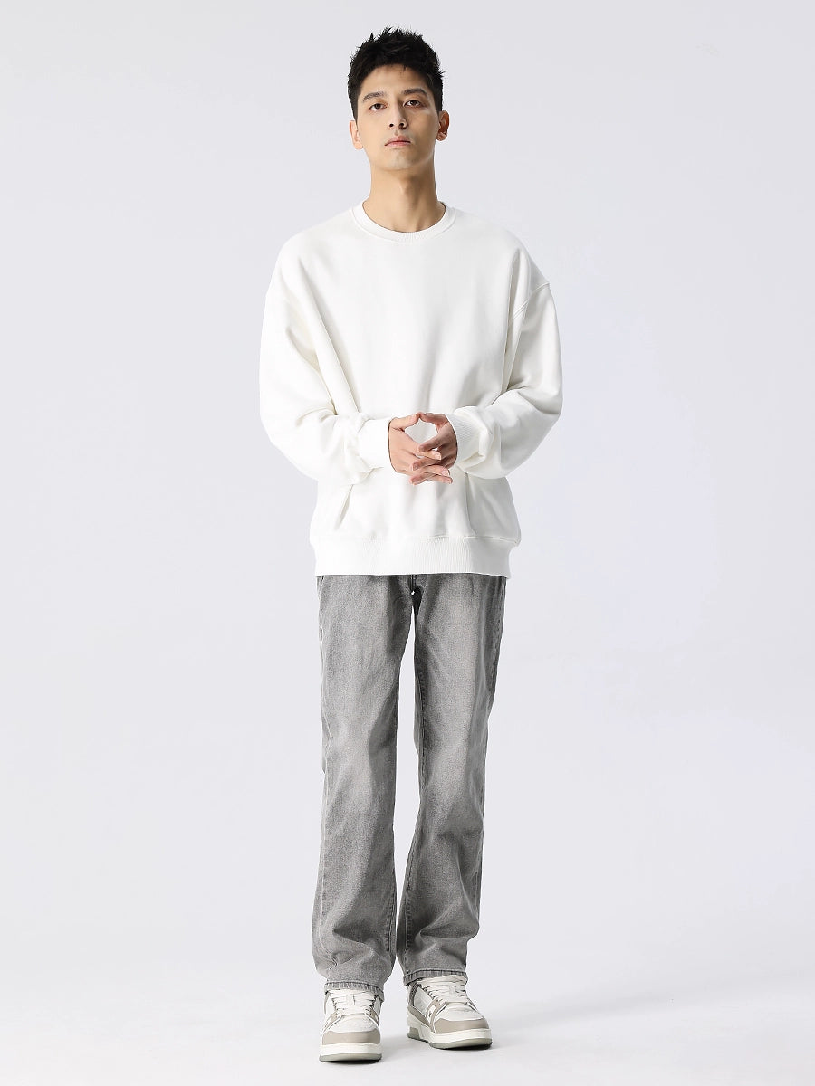 Washed Wide-Leg Straight Denim Jeans WN17615