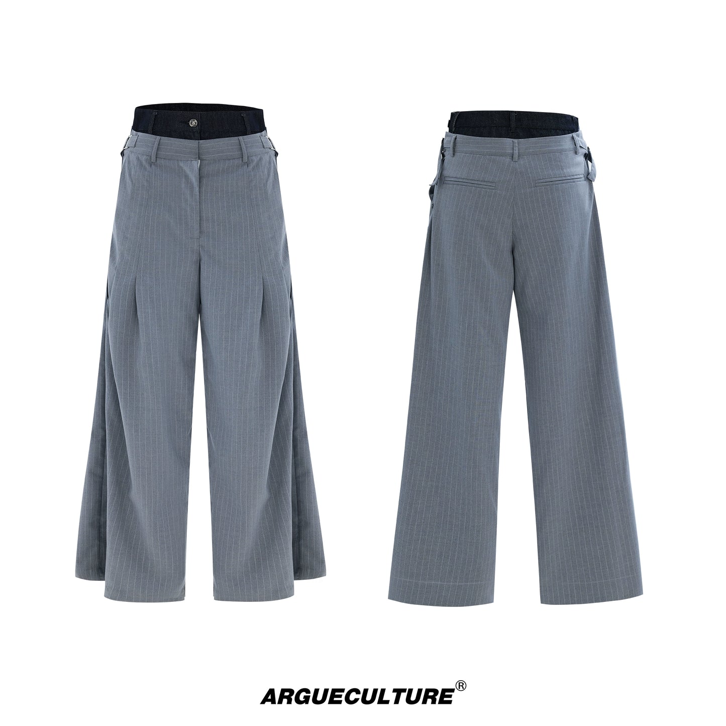 Layered-like Stripe Tailored Jacket & Fake Layered Pants Setup WN18399