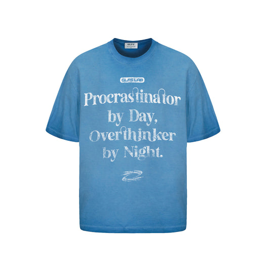 Washed Faded Letter Print Heavyweight Short Sleeve T-Shirt WN26869