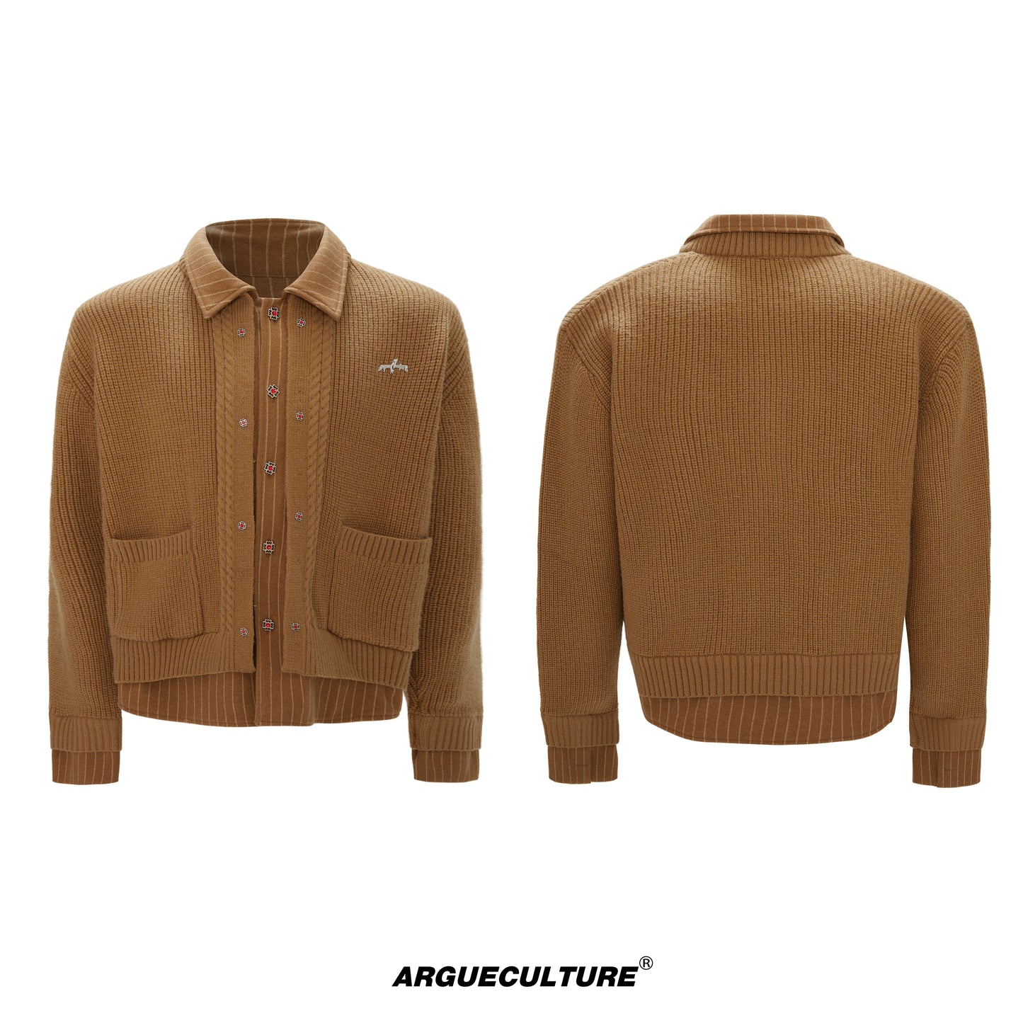 Fake Layered Stripe Button Knit Cardigan WN22589