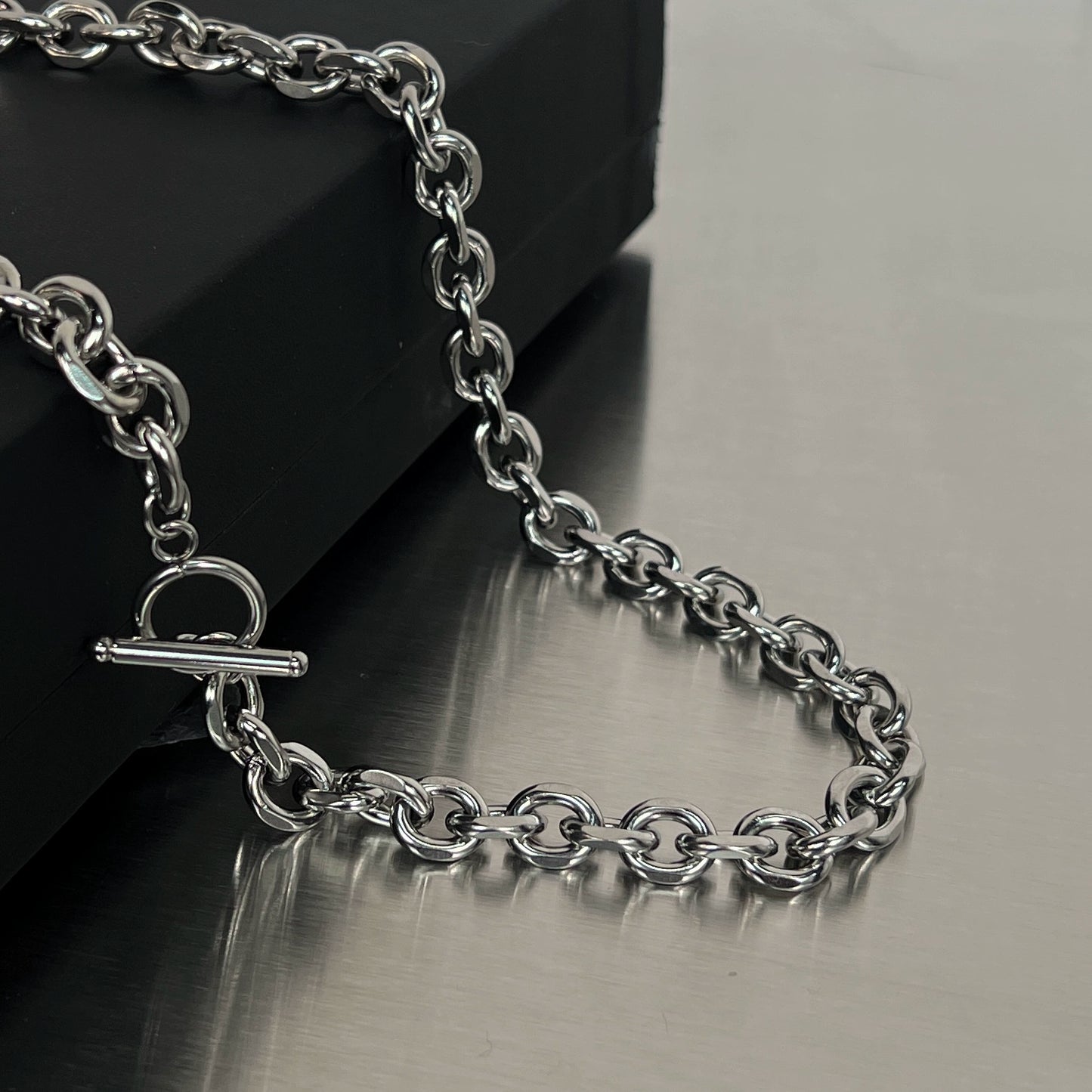 OT Buckle Cuban Chain Titanium Steel Necklace WN19233