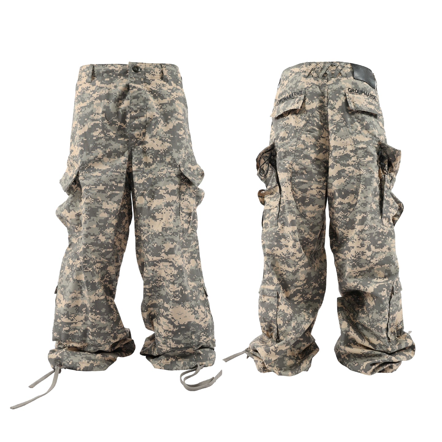 Camouflage Drawstring Wide Leg Cargo Pants WN17204