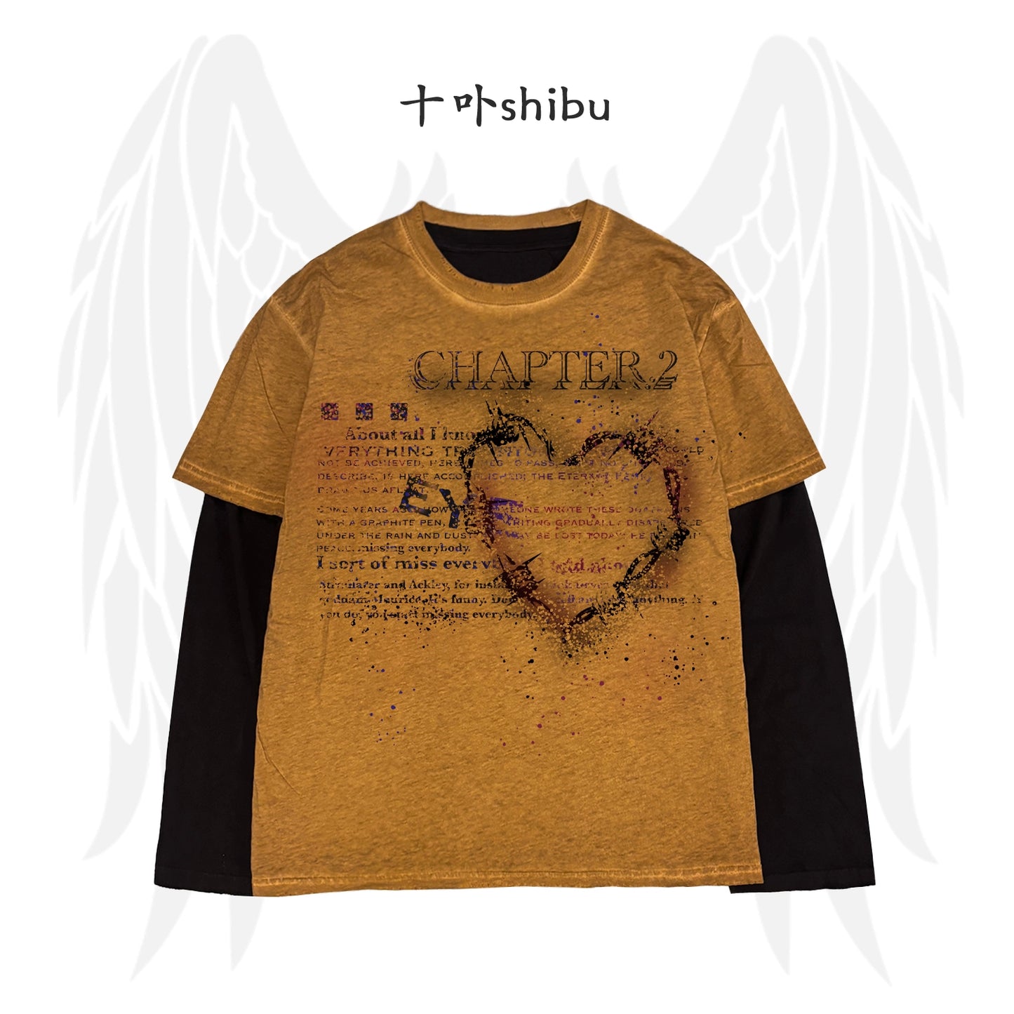 Fake Layered Damage Graphic Print Long Sleeve T-Shirt WN16841