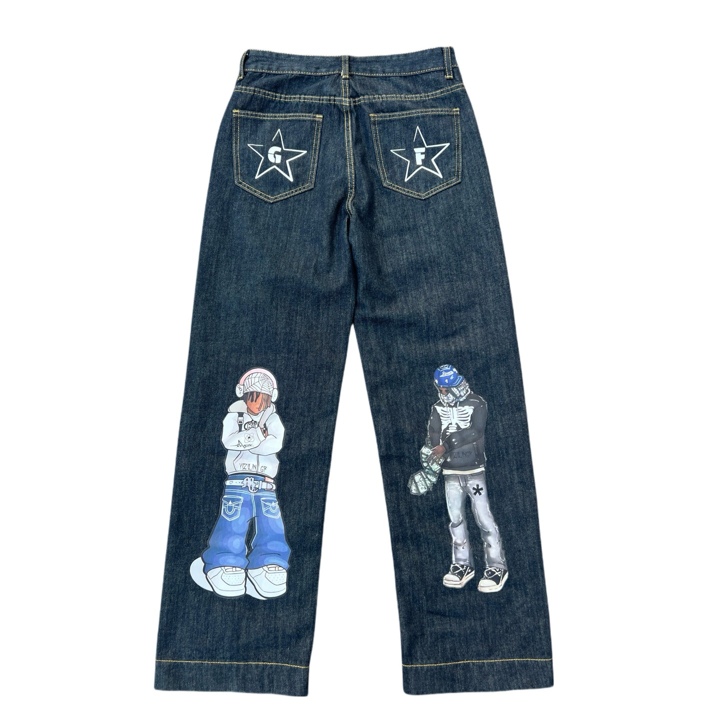 Anime Print Straight Denim Jeans WN24097