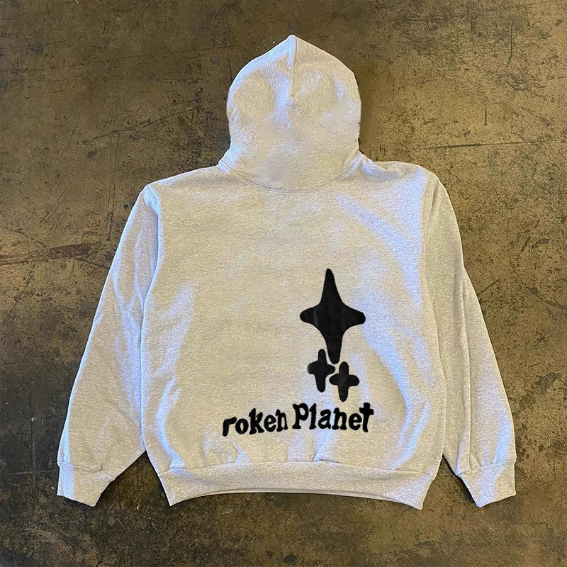 Oversize Graphic Letter Design Pullover Hoodie WN16432