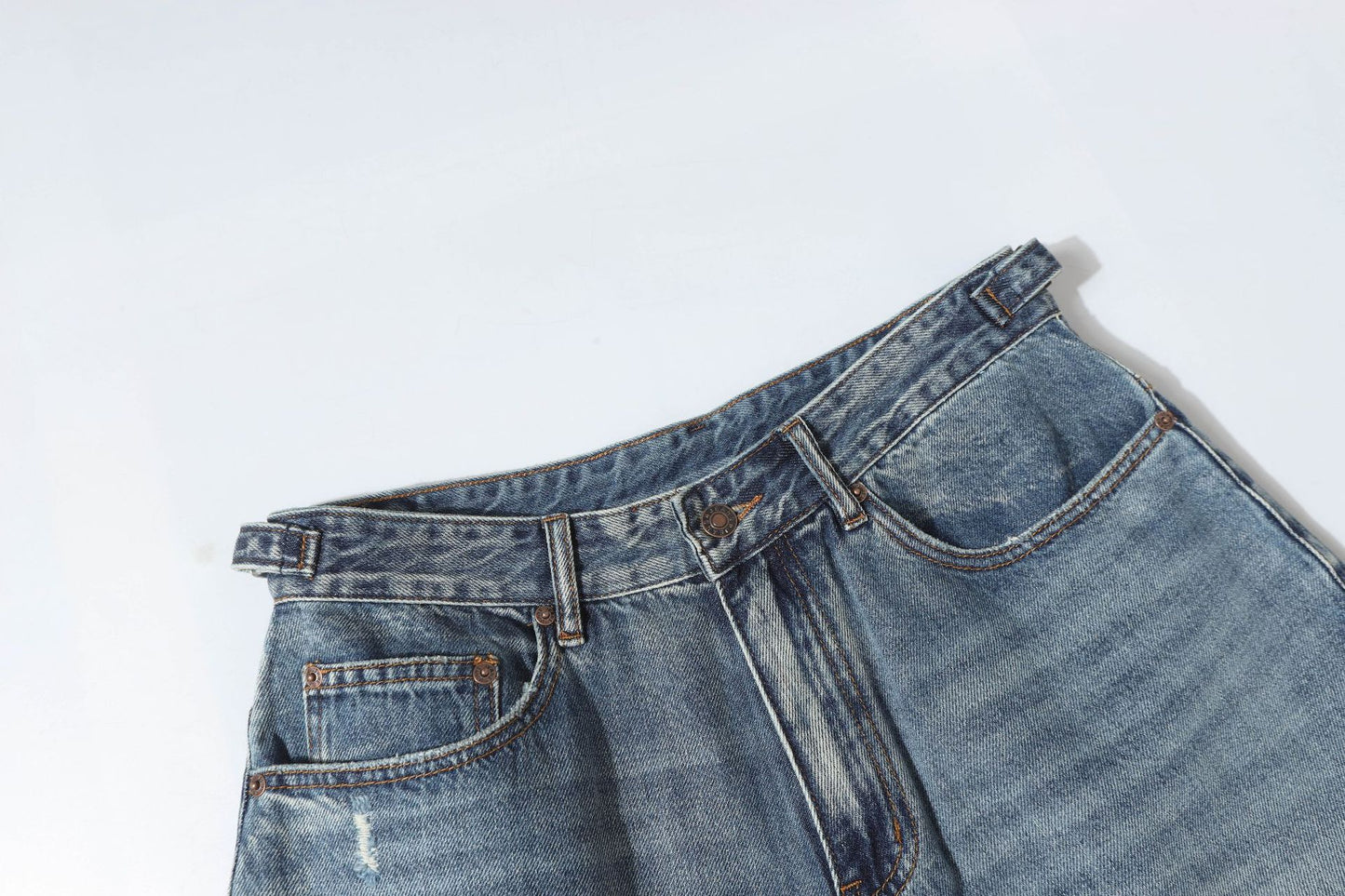 Washed Damage Denim Half Jeans WN26149