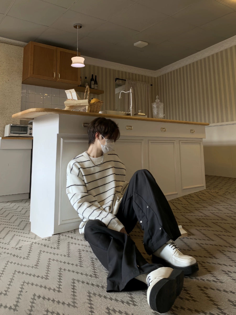 Metal Button Design Wide Leg Trousers WN19723