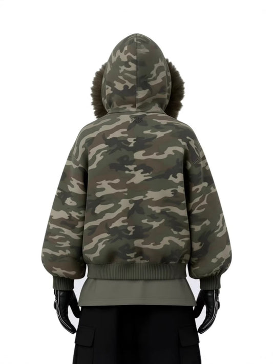 Camouflage Fake Fur Zipper jacket WN27806