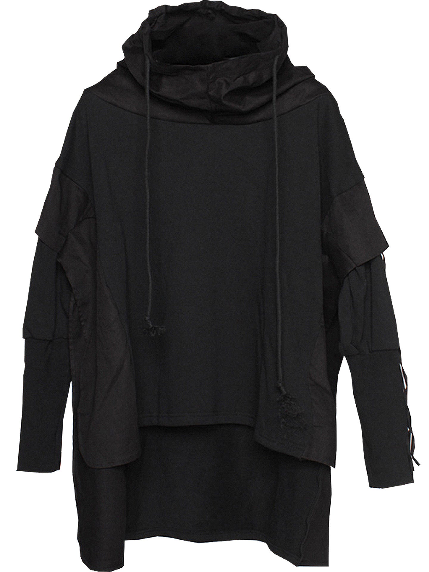 Cape Design Asymmetric Cut Hoodie WN22473