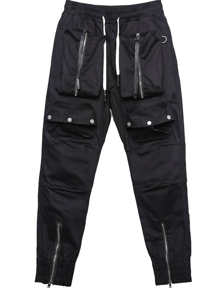 Functional Multi-Pocket Zipper Cuffed Cargo Pants WN22488