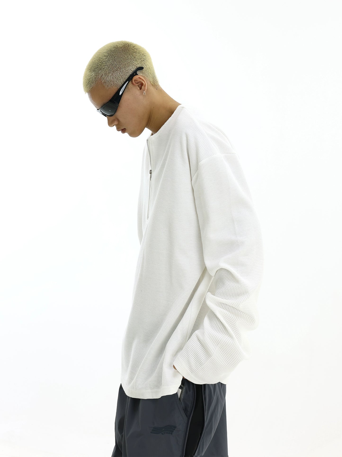 Oversize Half Zipper Long Sleeve T-Shirt WN5765