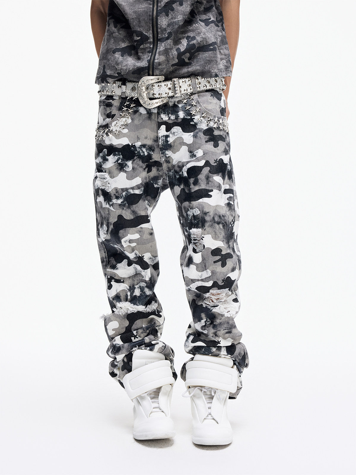 Stain Dye Camouflage Flare Pants WN27286