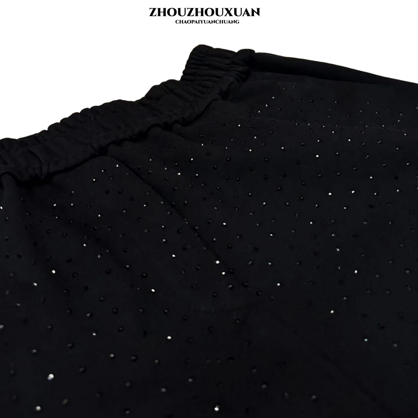 Rhinestone Adjustable Drawstring Sweatpants WN20714