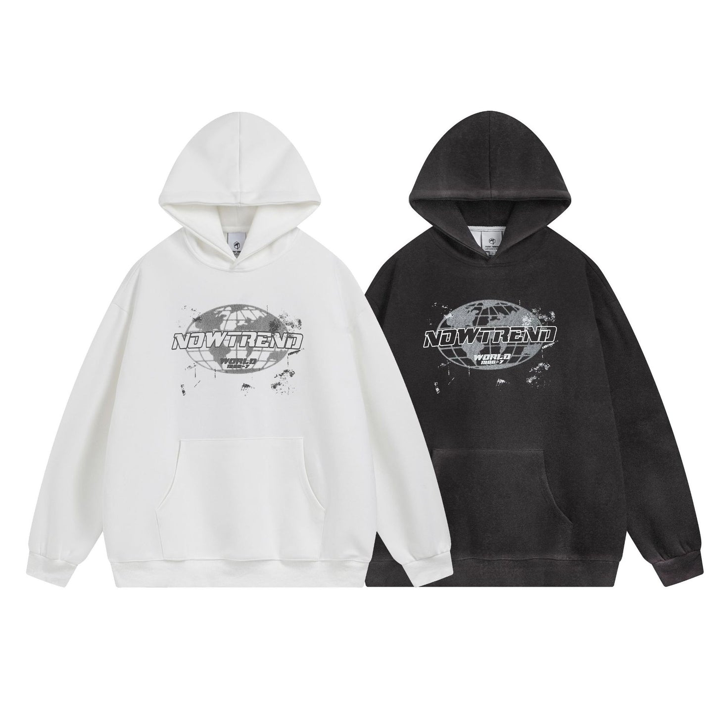 Washed Gradient Letter Print Oversize Pullover Hoodie WN11464