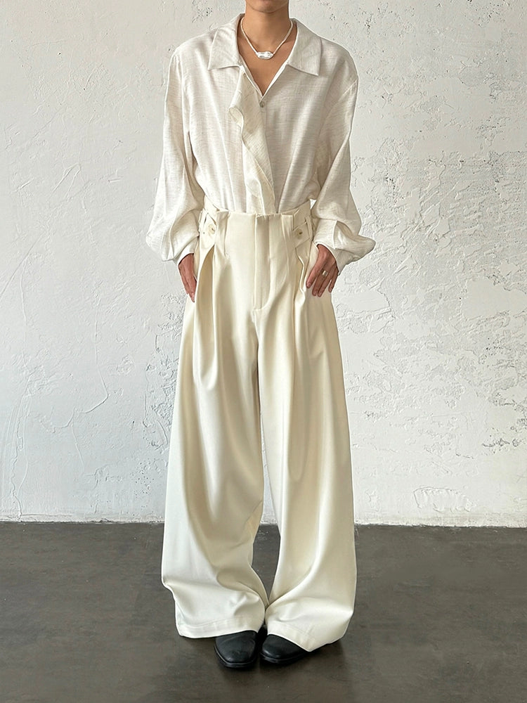 Adjustable Drawstring Pleats Straight Trousers WN20010
