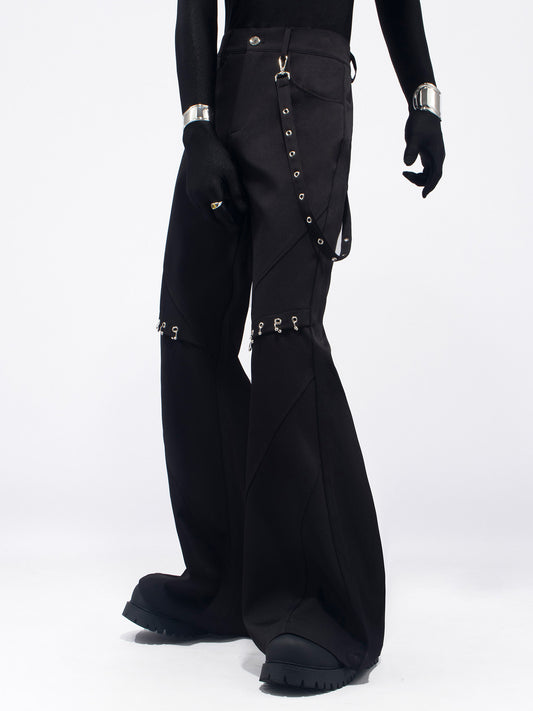 Eyelet Strap Flare Trousers WN23721